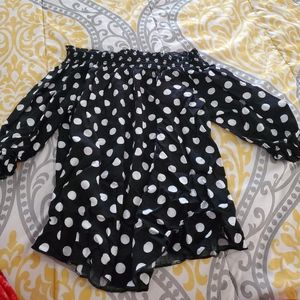 Off the shoulder polka dot top